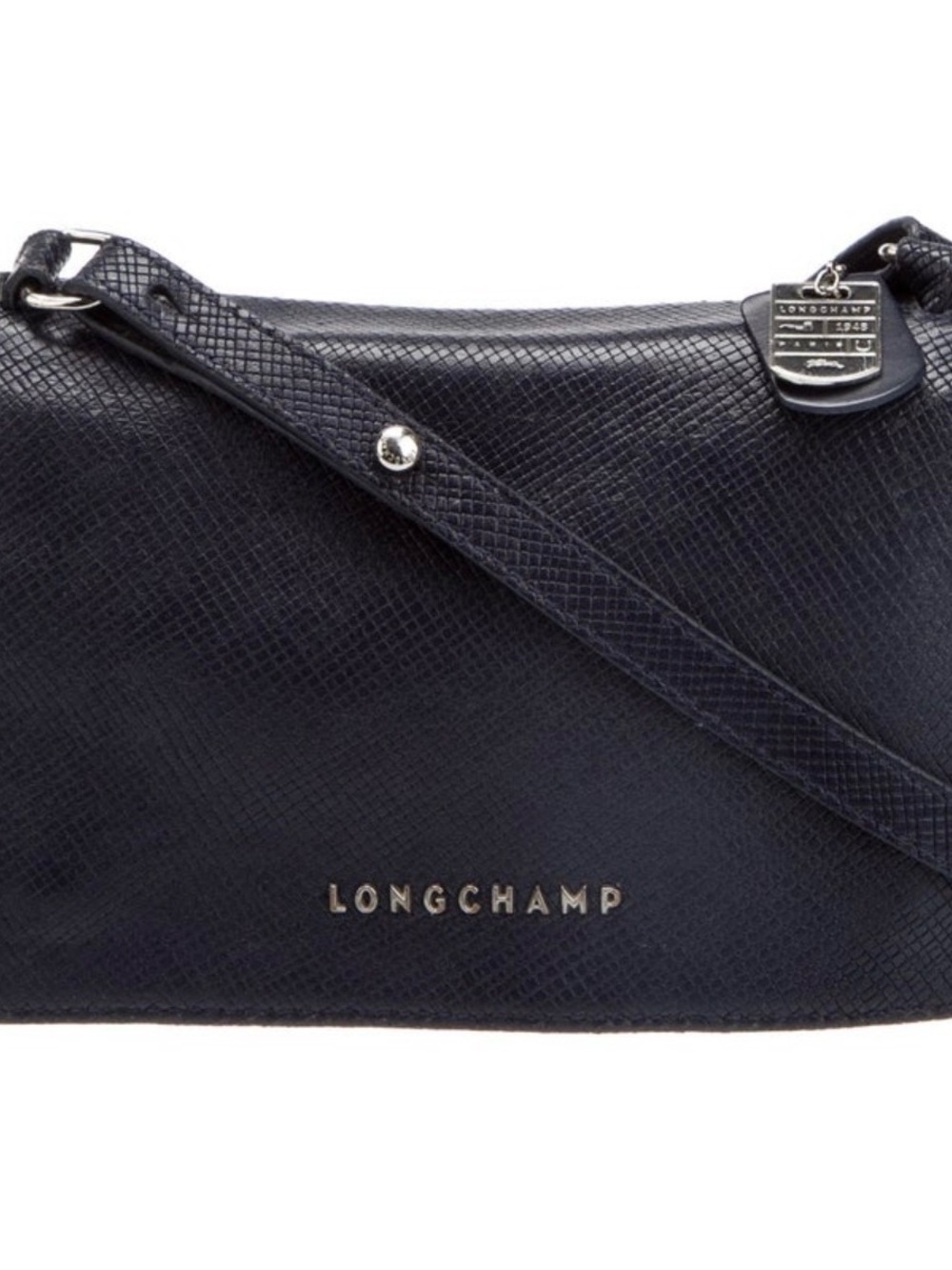 Longchamp Navy Textured Leather Crossbody Bag
